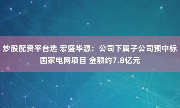 炒股配资平台选 宏盛华源：公司下属子公司预中标国家电网项目 金额约7.8亿元